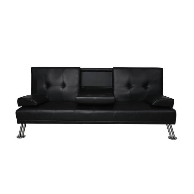 Adjustable Sofa Bed Lounge Leather Beds 3 Seater Recliner Black Image 3