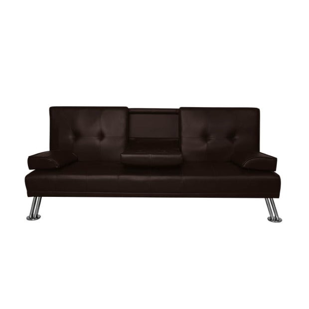 Adjustable Sofa Bed Lounge Couch Leather Beds 3 Seater Recliner Brown Image 3