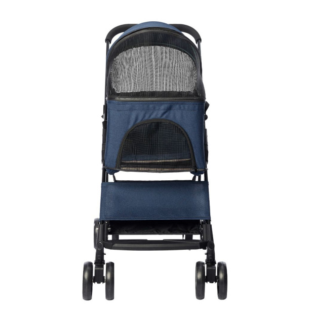 Pet Stroller Dog Pram Foldable Carrier 4 Wheels Large Pushchair Blue Image 2
