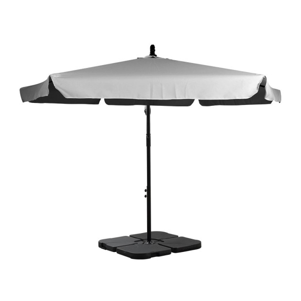 3M Patio Outdoor Umbrella Cantilever Grey With Base Stand Image 2