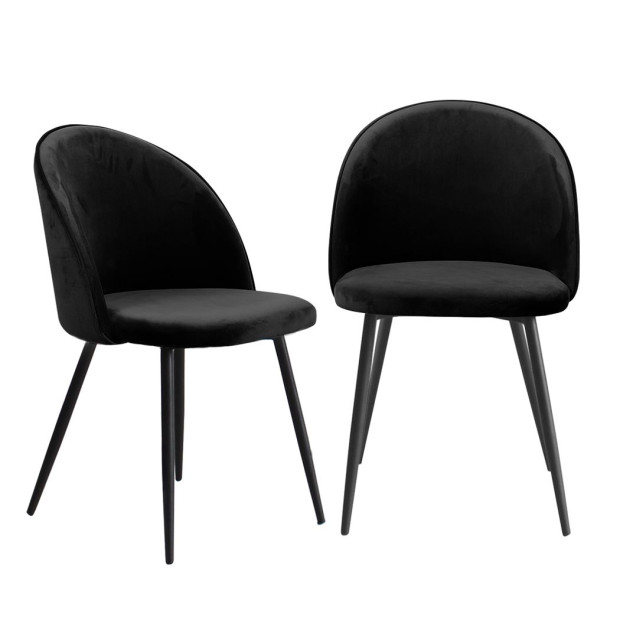 2x Dining Chairs Kitchen Lounge Chair Sofa Upholstered Velvet Black Image 2