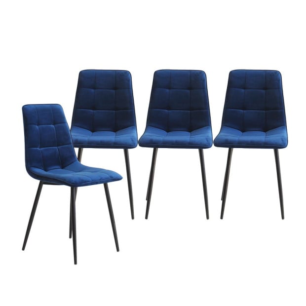 4x Dining Chairs Kitchen Table Lounge Room Retro Padded Seat Velvet Image 2