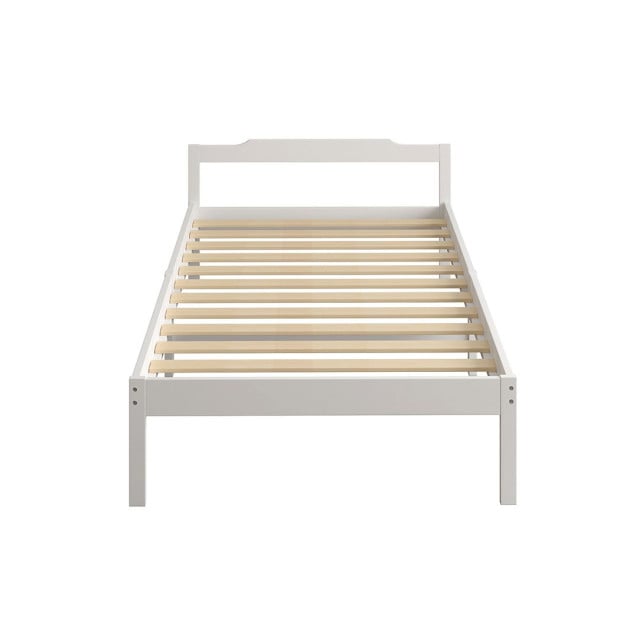 Wooden Bed Frame King Single Mattress Base Solid White Image 2