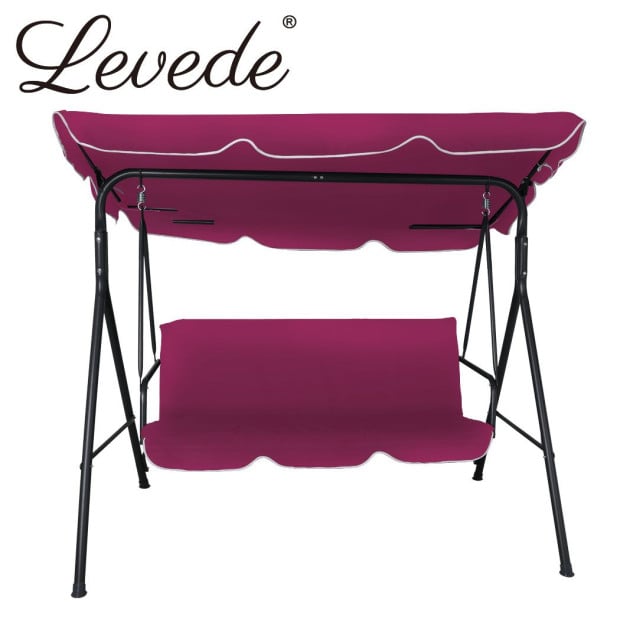 Swing Chair Hammock Outdoor Furniture Garden Canopy Cushion Bench Red Image 2