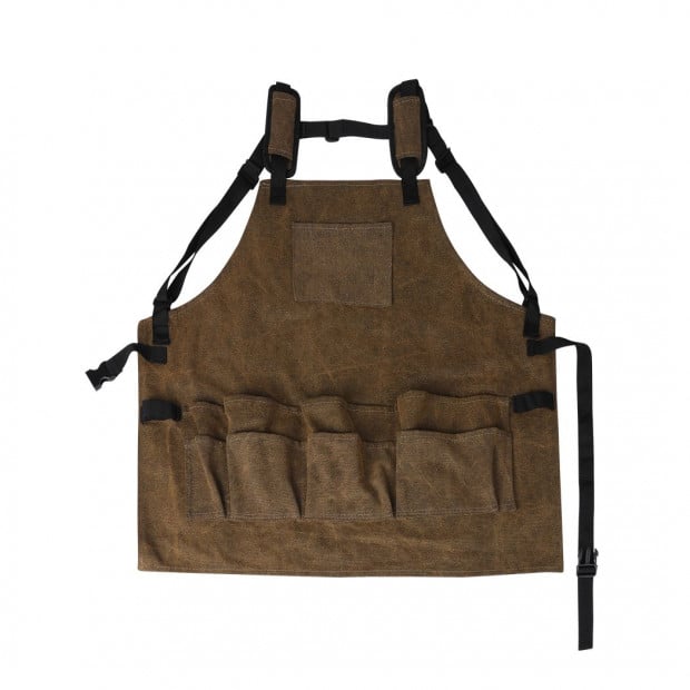 Waxed Canvas Tool Apron Adjustable Workshop Chef Waterproof Wood Work Image 2