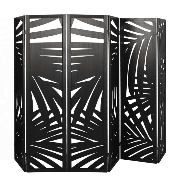 6 Panel Room Divider Folding Screen Partition Multi Sizes Wood Black Image 2