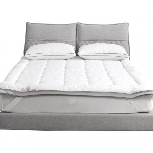 Bedding Luxury Pillowtop Mattress Topper Mat Pad Protector Cover King Image 2