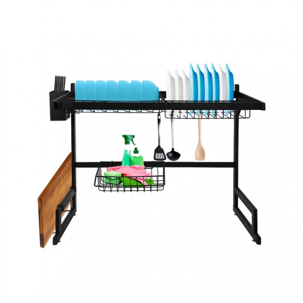 Dish Drying Rack Sink Stainless Steel Drainer Organizer 2 Tier 65CM Image 2