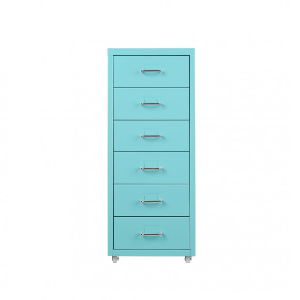 Filing Cabinet Storage Steel Metal Home Office Organise 6 Drawer Blue Image 2