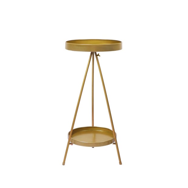 Plant Stand 2 Tiers Outdoor Indoor Metal Flower Pots Rack Garden Gold Image 2