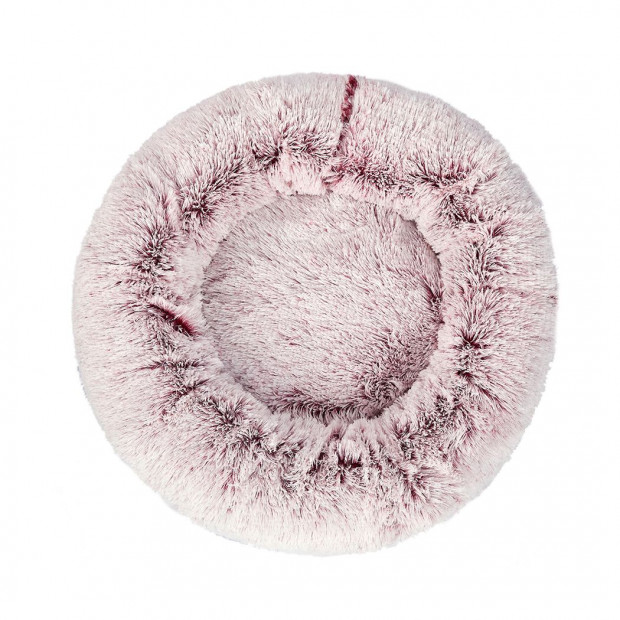 Pet Bed Cat Dog Donut Nest Calming Mat Soft Plush Kennel Pink L Image 2