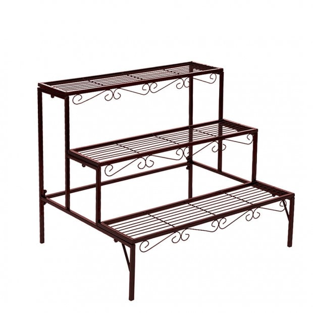 Plant Stand 3 Tier Rectangle Metal Flower Pot Planter Corner Shelf Image 2