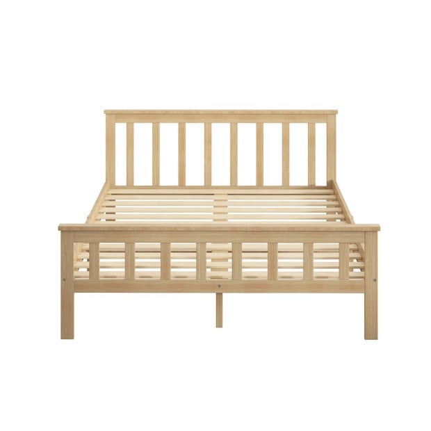 Wooden Bed Frame Queen Size Mattress Base Natural Image 2