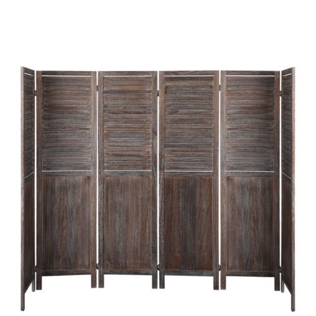 6 Panel Room Divider Folding Screen Privacy Dividers Stand Wood Brown Image 2