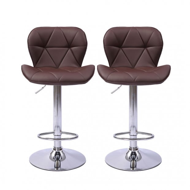 2x Bar Stools Swivel Gas Lift Kitchen Leather Chairs Metal Barstools Image 2