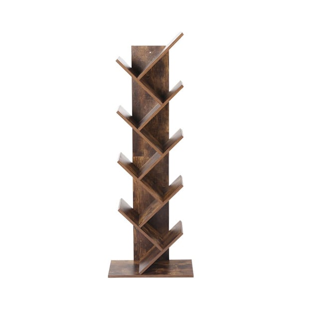 8-Tier Bookshelf Wooden Tree Bookcase Storage Home Decor Display Stand Image 2
