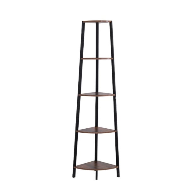 5 Tier Corner Shelf Industrial Ladder Wooden Storage Display Rack Image 2