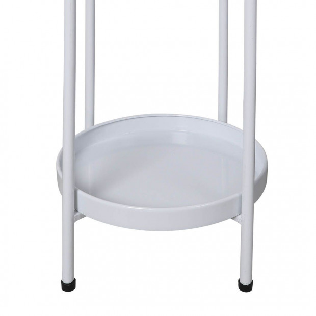 2 Tiers Plant Stand Metal Flower Pot Rack Garden Shelf Outdoor White Image 2