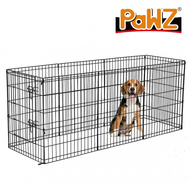 Pet Dog Playpen Puppy 8 Panel Enclosure Fence Black With Door 36in Image 2