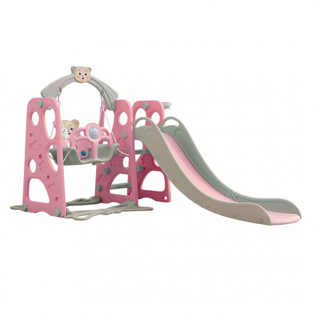 BoPeep Kids Slide Swing Basketball Ring Activity Center Play Set Pink Image 2