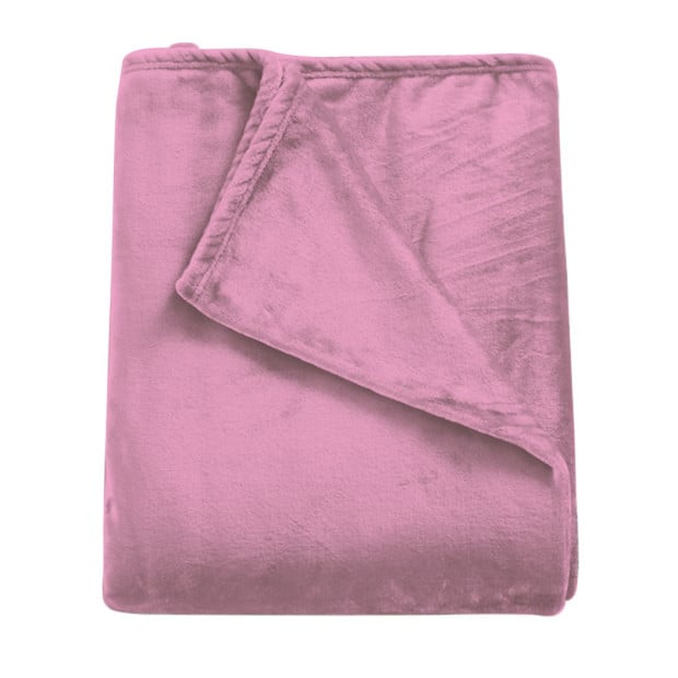320GSM 220x240cm Ultra Soft Mink Blanket Warm Throw in Pink Colour Image 2