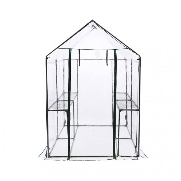 2 Tier Walk In Greenhouse Garden Shed PVC Cover Tunnel Green House Image 2