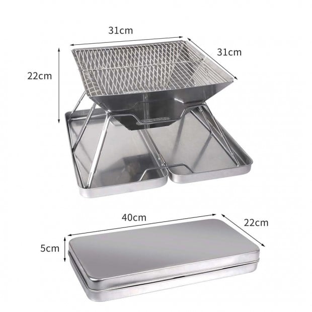 Charcoal BBQ Grill Foldable Barbecue Portable Outdoor Steel Roast Image 3