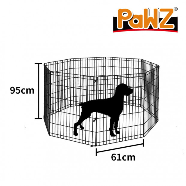 Pet Dog Playpen Exercise 8 Panel Fence Black Extension No Door 36in Image 2