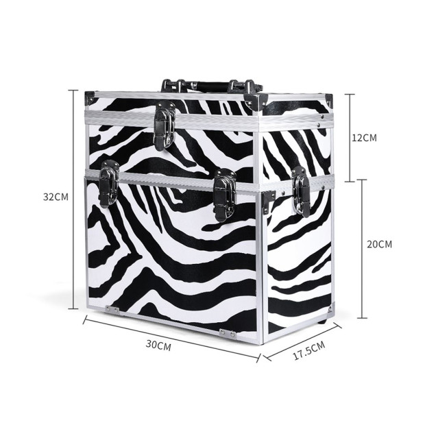 Portable Makeup Case Organiser Box Beauty Travel Suitcase 5 in 1 Zebra Image 3