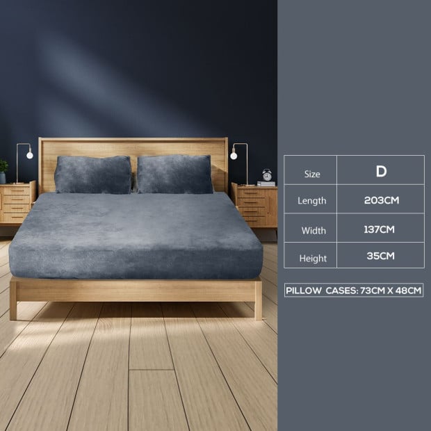 Ultra Soft Fitted Bedsheet with Pillowcase Double Size Dark Grey Image 3