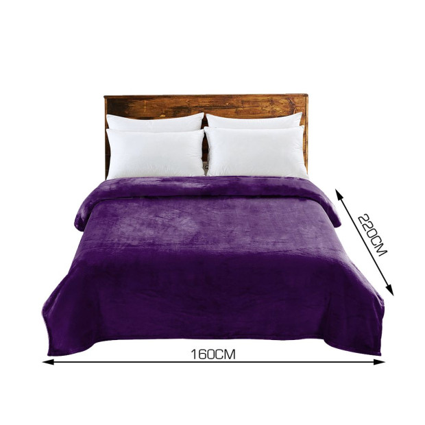 320GSM 220x160cm Ultra Soft Mink Blanket Warm Throw- Aubergine Image 3