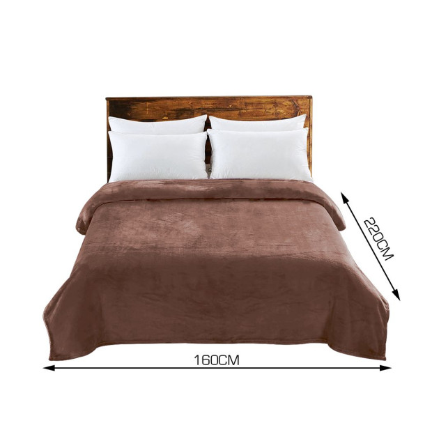 320GSM 220x160cm Ultra Soft Mink Blanket Warm Throw in Mink Colour Image 3