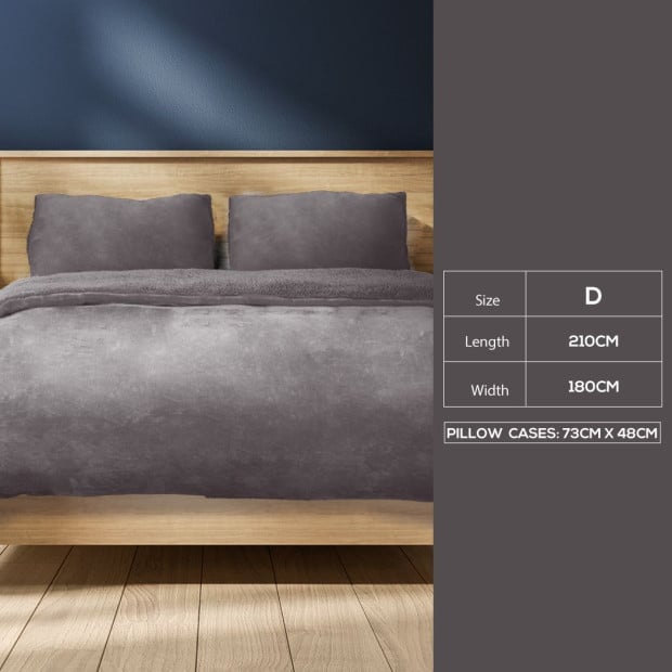 Luxury Flannel Quilt Cover with Pillowcase Silver Grey Double Image 3