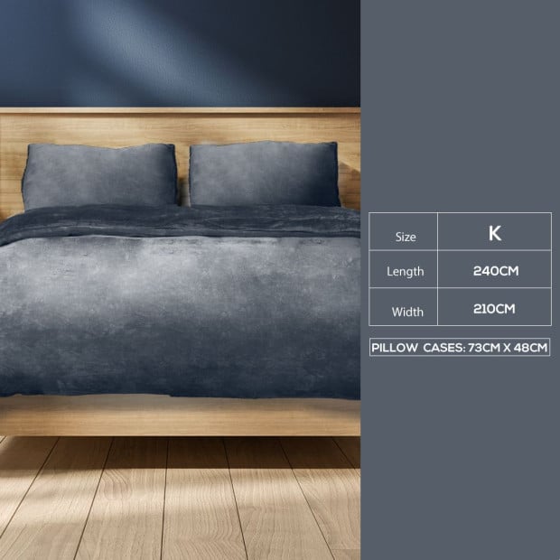 Luxury Flannel Quilt Cover with Pillowcase Dark Grey King Image 3