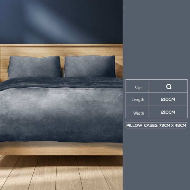 Luxury Flannel Quilt Cover with Pillowcase Dark Grey Queen Image 3