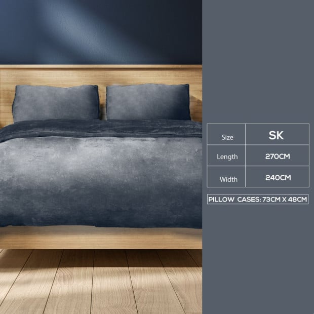 Luxury Flannel Quilt Cover with Pillowcase Dark Grey Super King Image 3