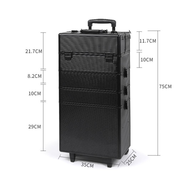 Makeup Case Professional Makeup Organiser 7 in 1 Trolley Black Image 3