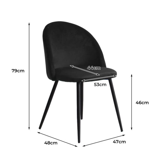 2x Dining Chairs Kitchen Lounge Chair Sofa Upholstered Velvet Black Image 3