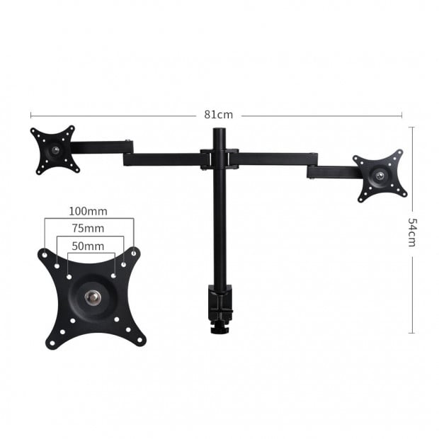 Dual HD LED Desk Mount Monitor Stand 2 Arm Bracket Screen TV Holder Image 3