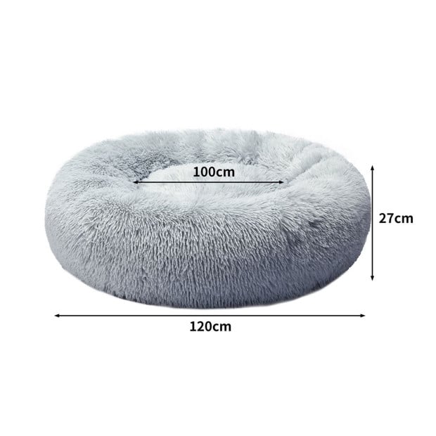 Pet Bed Cat Dog Donut Nest Kennel Cave Sleeping Light Grey XXXL Image 3