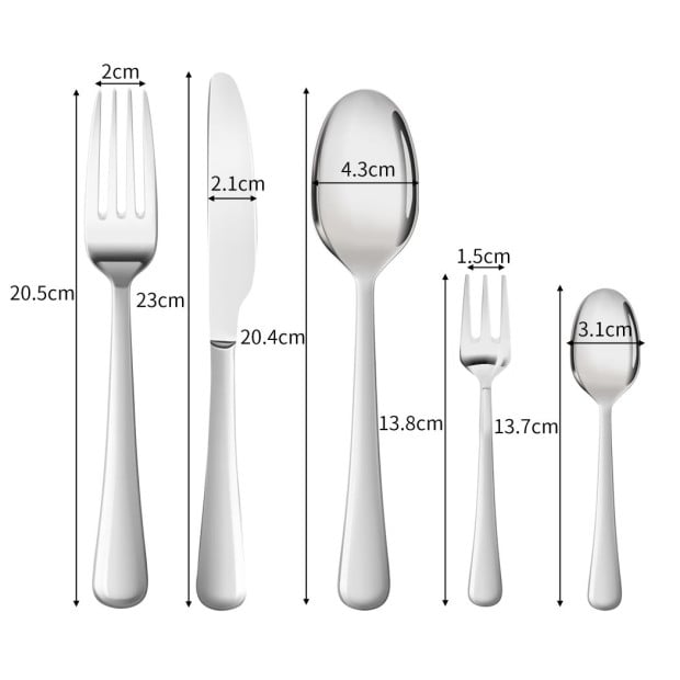30pcs Cutlery Set Knife Fork Spoon Tableware Glossy Stainless Steel Image 5