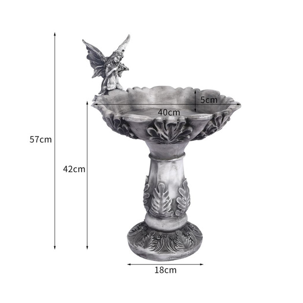 Bird Bath Garden Ornament Decor Statue Fairy Sculpture Feeder Lawn Image 3