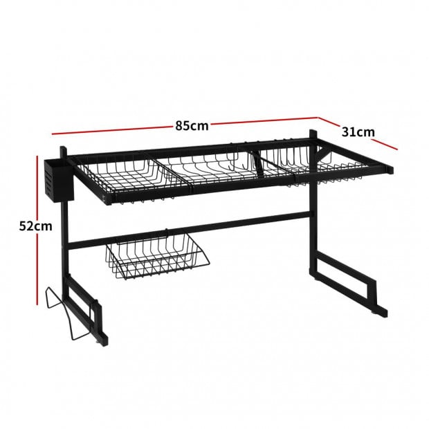Dish Drying Rack Sink Black Dish Drainer Organizer 2 Tier Image 3
