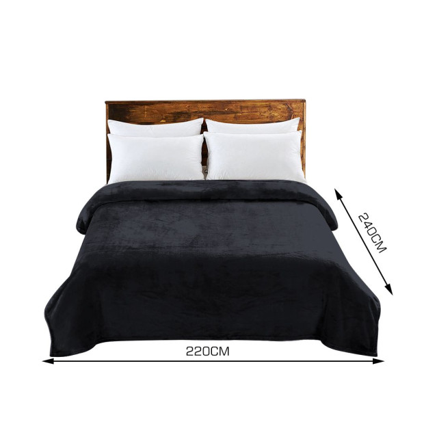 320GSM 220x240cm Ultra Soft Mink Blanket Warm in Dark Grey Colour Image 3