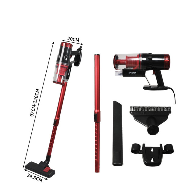 Vacuum Cleaner Corded Stick Handheld Handstick Bagless 400W Red Image 3
