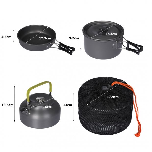 10Pcs Camping Cookware Set Outdoor Hiking Cooking Bowl Pot Pan Picnic Image 3