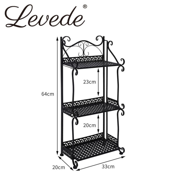 Plant Stand 3 Tiers Outdoor Indoor Metal Flower Pots Rack Garden Shelf 33cm x 20cm x 64cm Image 3