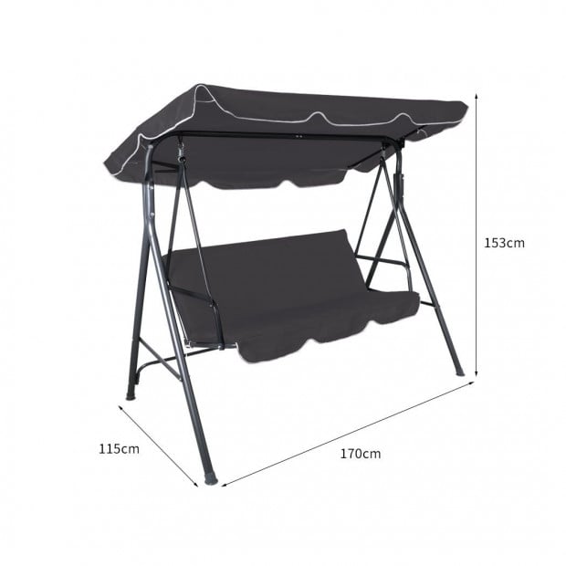 Swing Chair Hammock Outdoor Furniture Garden Canopy 3 Seater Grey Image 3