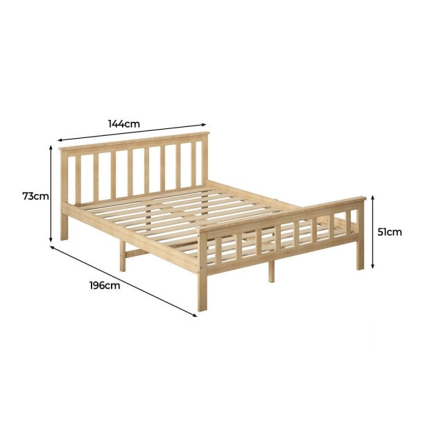 Wooden Bed Frame Double Size Mattress Base Solid Natural Image 3