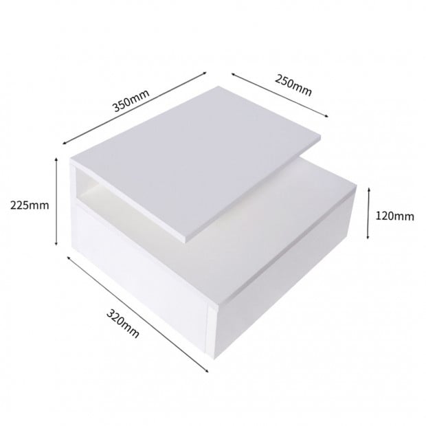 Bedside Tables LED Wall Mounted Cabinet Side Table Floating X2 Image 3